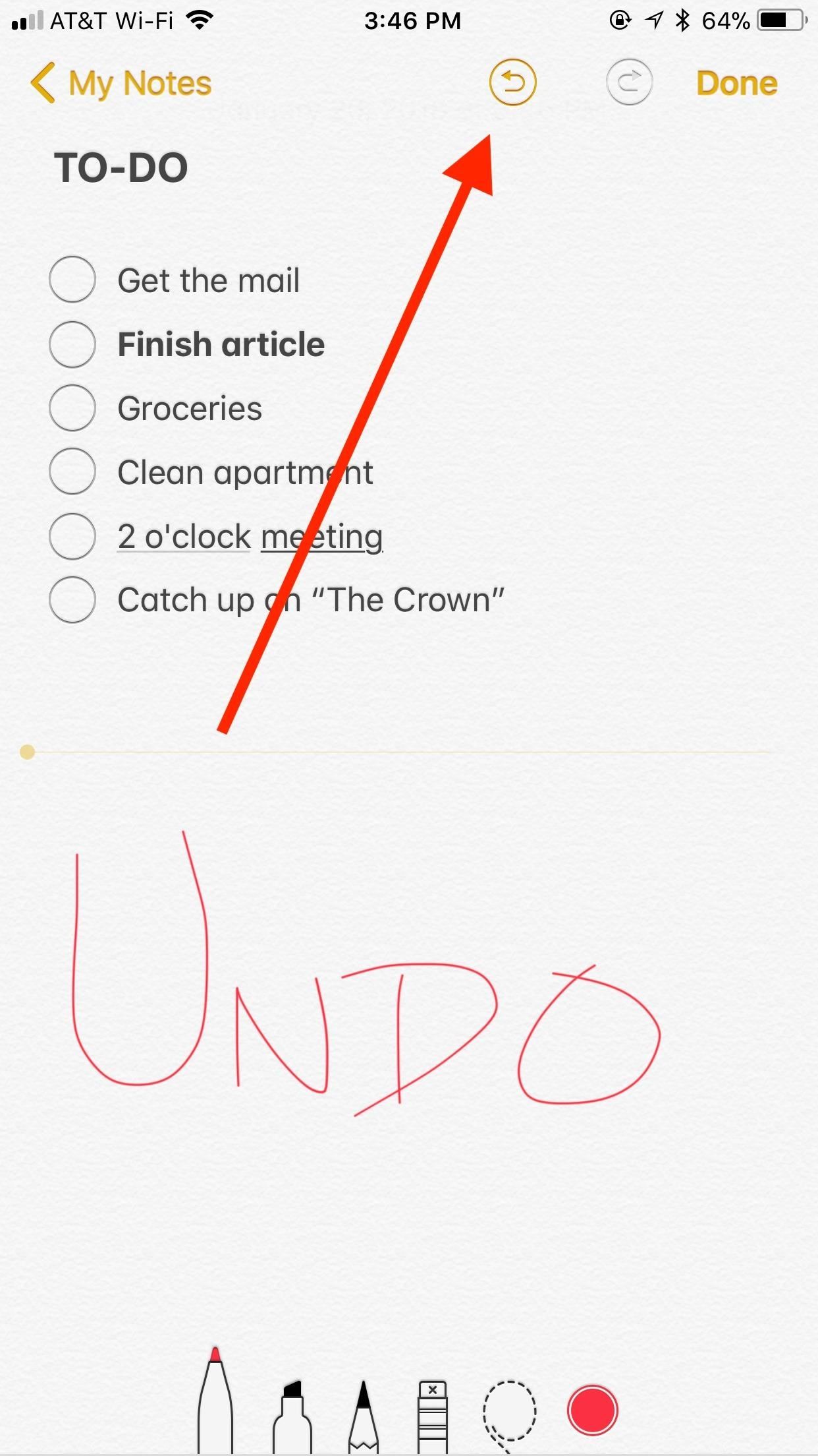 Notes 101: How to Undo Typing, Sketch Strokes, Deletions & More on Your iPhone