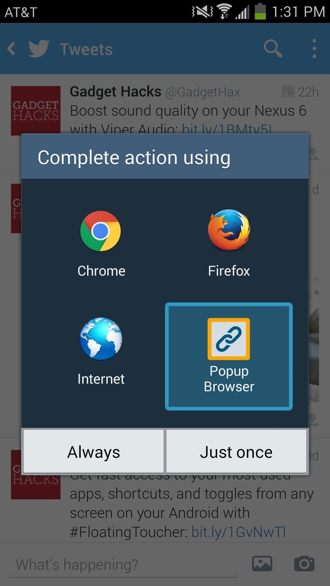 Open Links from Twitter & Other Apps into a Floating Browser on Samsung Galaxy Devices