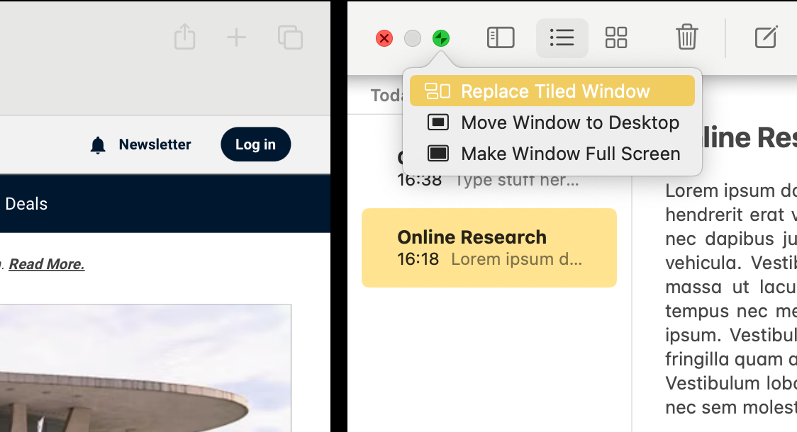 Option to replace Split Screen app in macOS