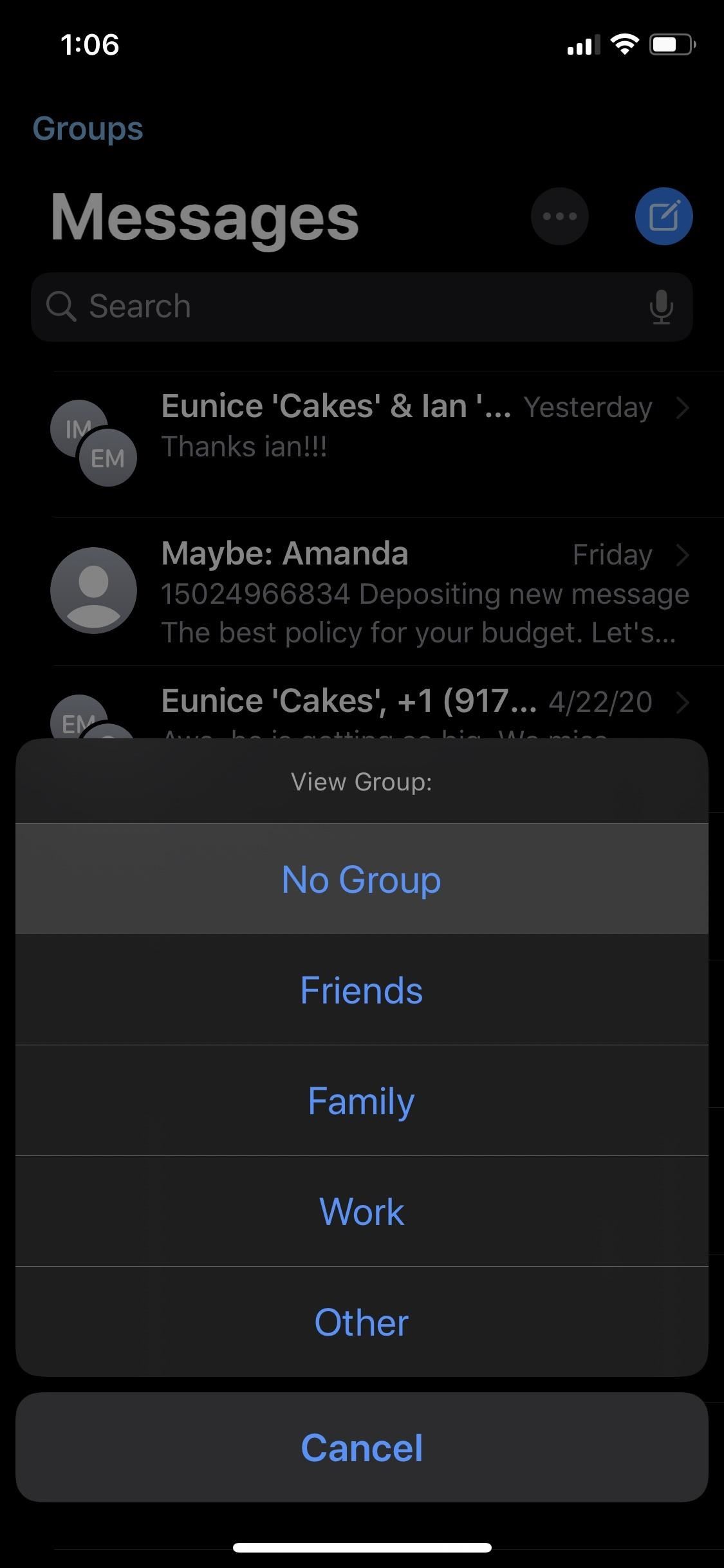 Organize Messages on Your iPhone by Grouping Threads Together into Specific Categories Like Family & Work