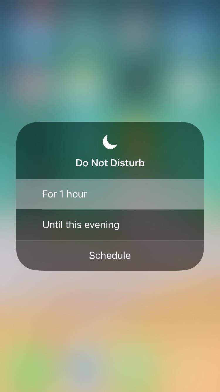 Quickly Turn on 'Do Not Disturb' in iOS 12 for 1 Hour Only