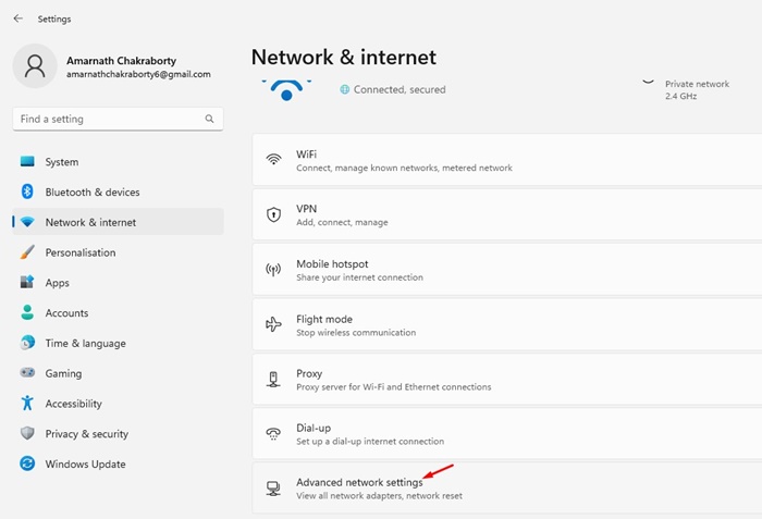 Advanced Network Settings