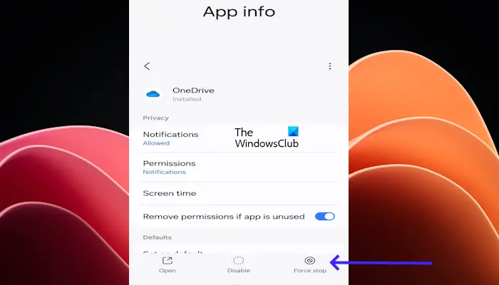 Restart the OneDrive app