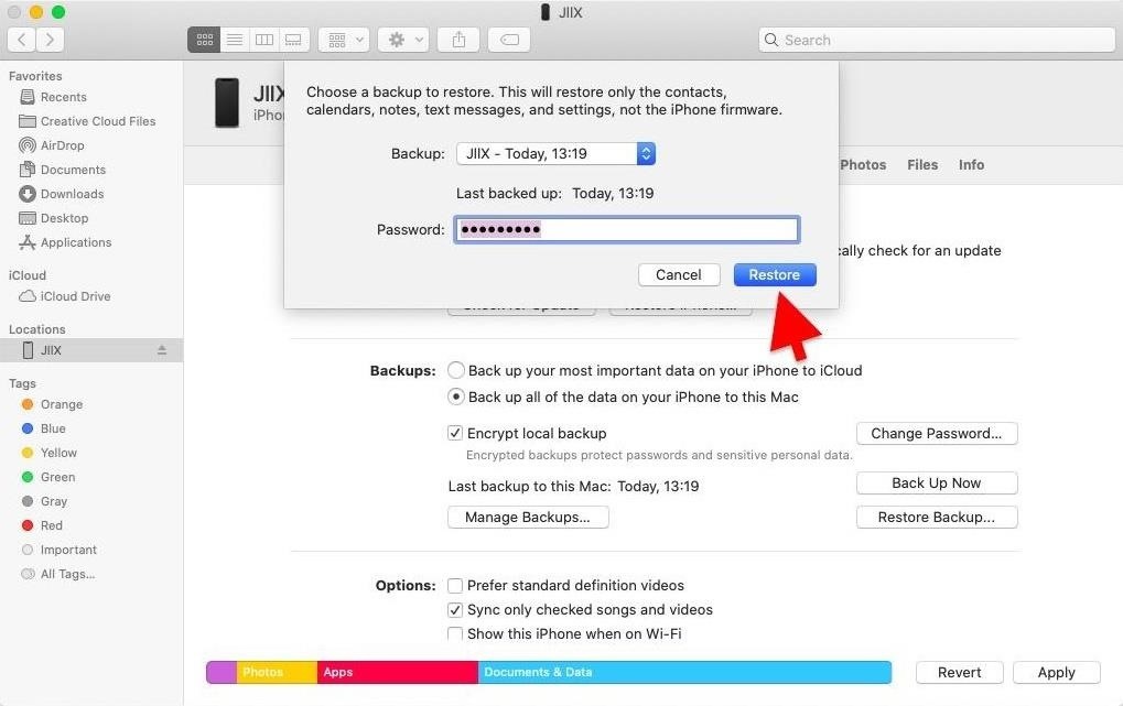 How to Restore Your iPhone to a Backup or Factory Settings with Finder on macOS