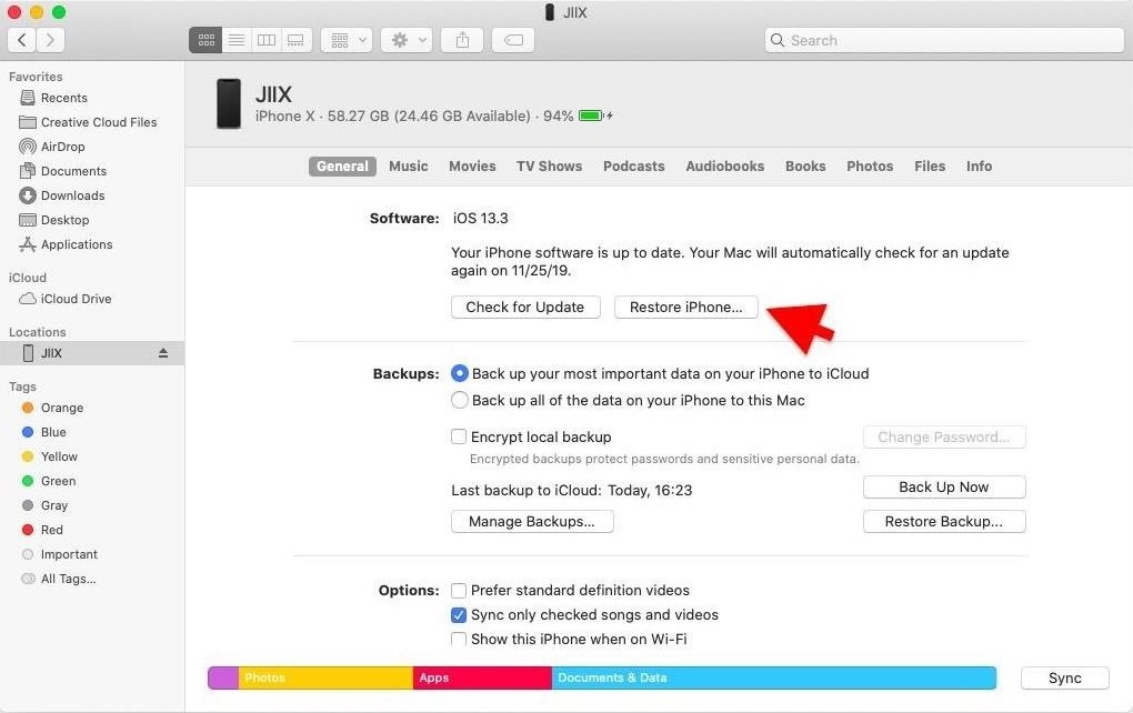 How to Restore Your iPhone to a Backup or Factory Settings with Finder on macOS