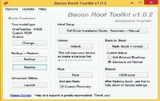 How to Root, Unlock, & Restore Your OnePlus One with Bacon Root Toolkit