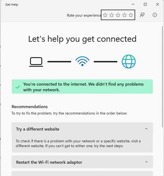 Network & Internet troubleshooter