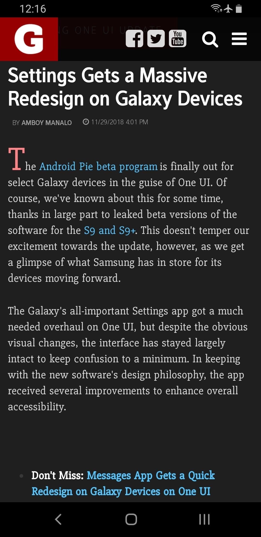 Samsung's One UI Update Makes Internet Browsing Way Better at Night