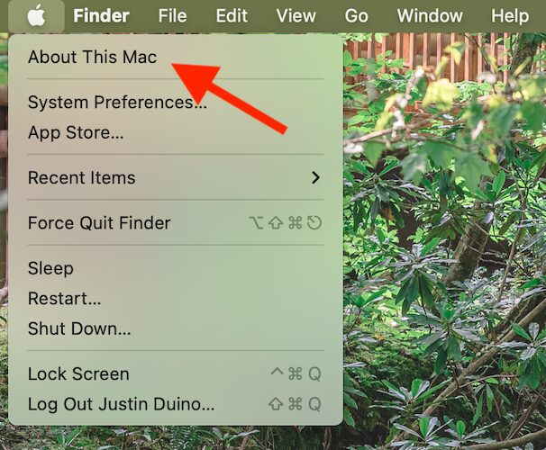 Select "About This Mac" from the drop-down context menu