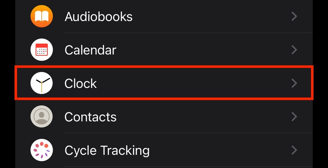 Clock app on the Watch app on an iPhone.