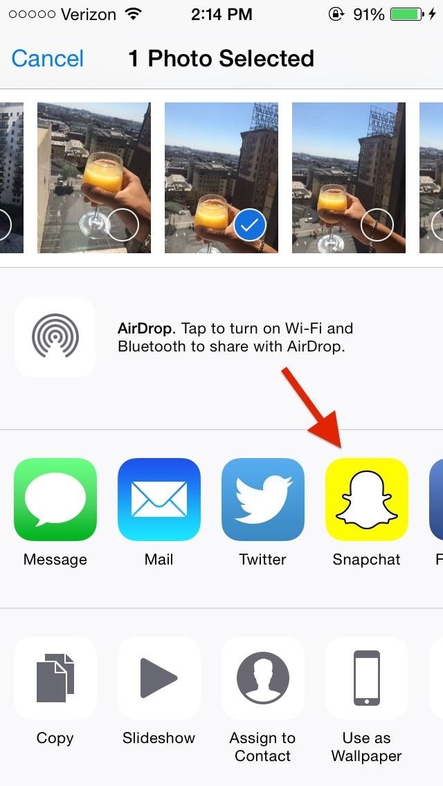 How to Snapchat Directly from Your Photos App on iOS 8