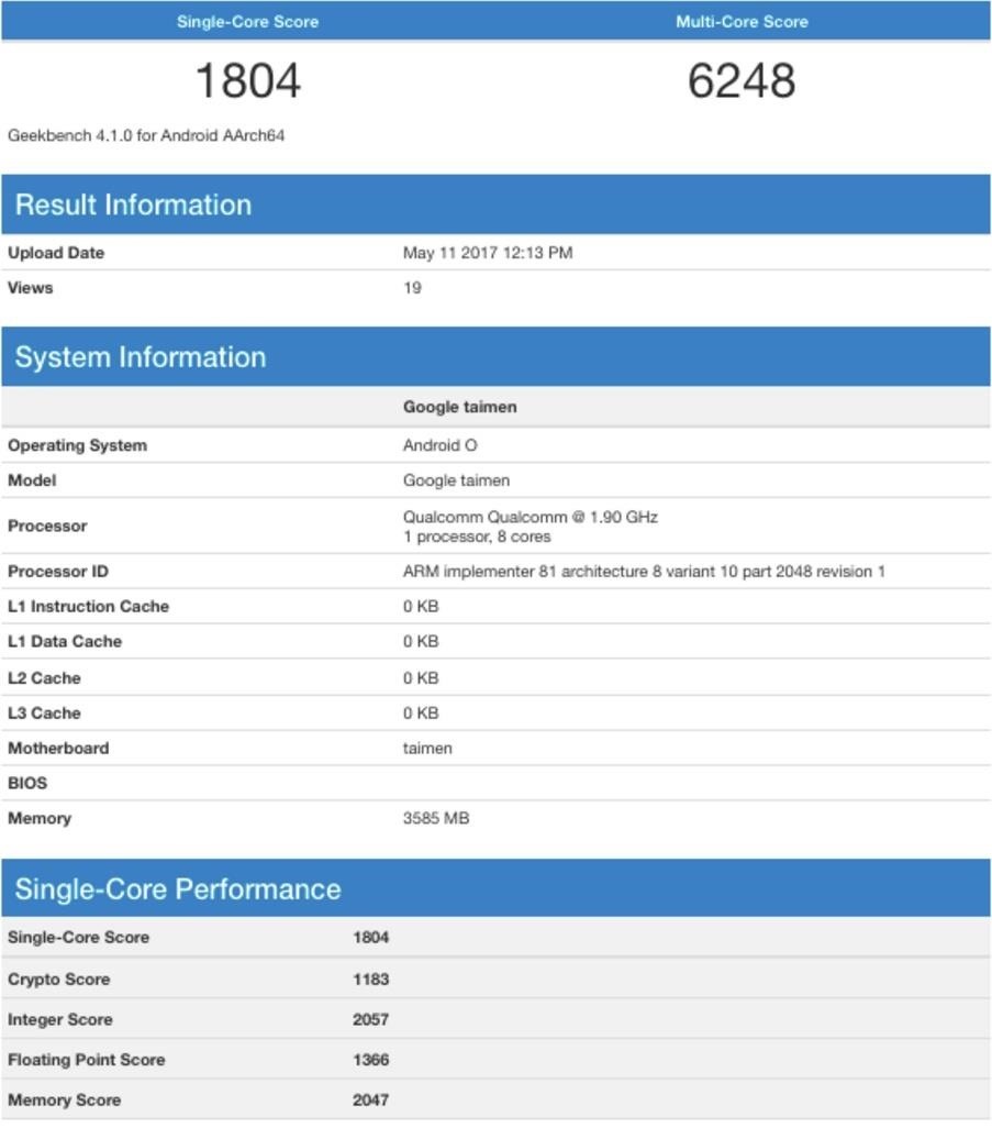 Someone's Testing Out Google's Taimen Device & It's Super Fast