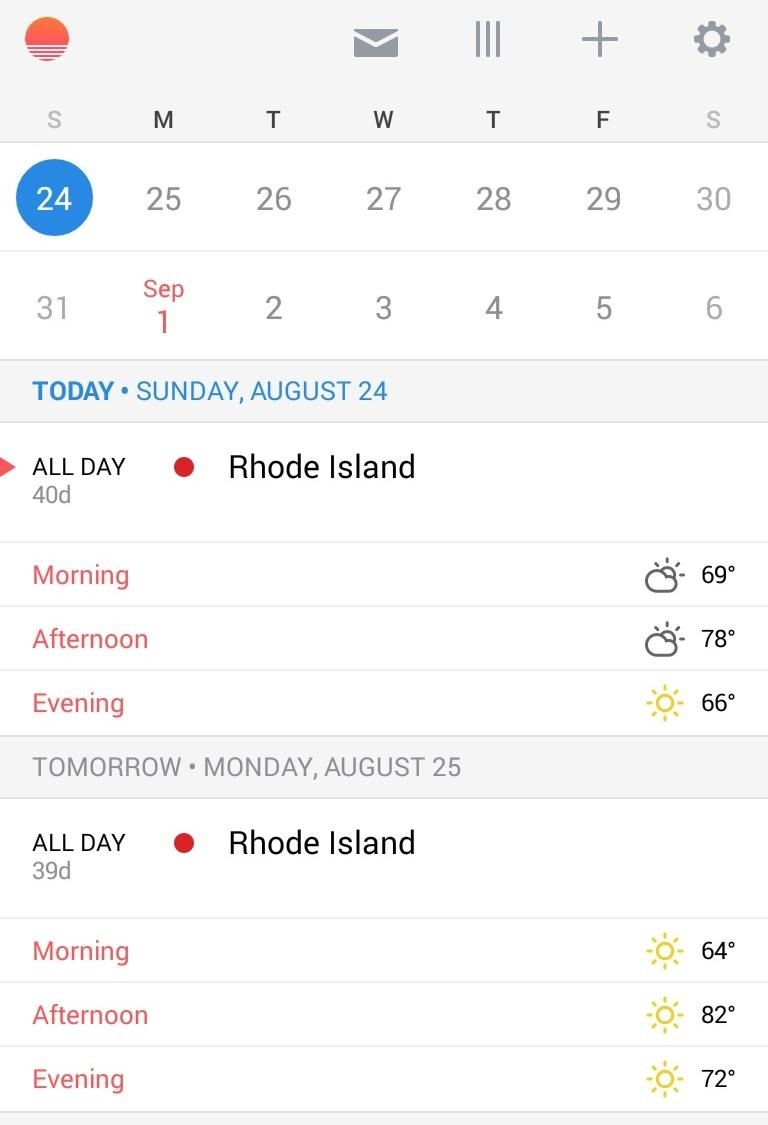 Sunrise Gives Your Android a Hybrid Agenda/Calendar View