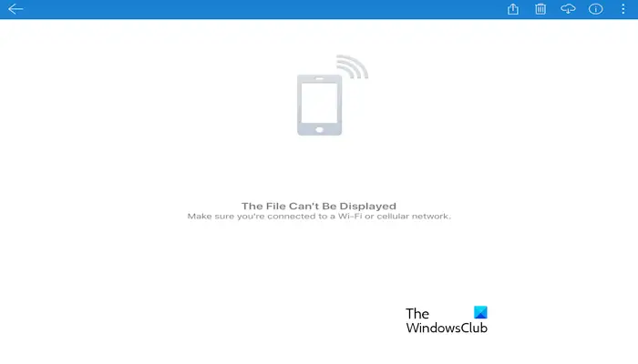 This file can't be displayed OneDrive error