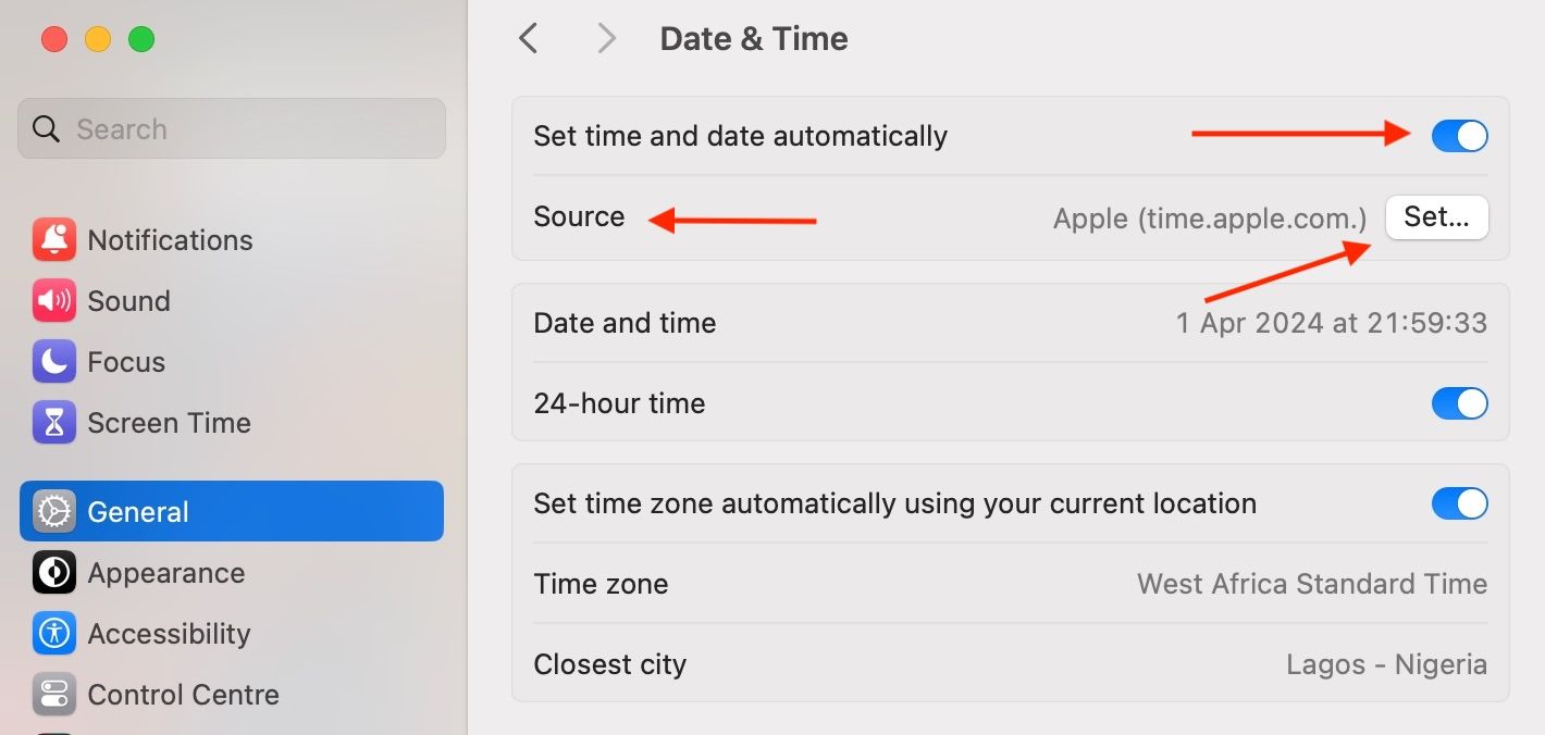 Time Source Settings