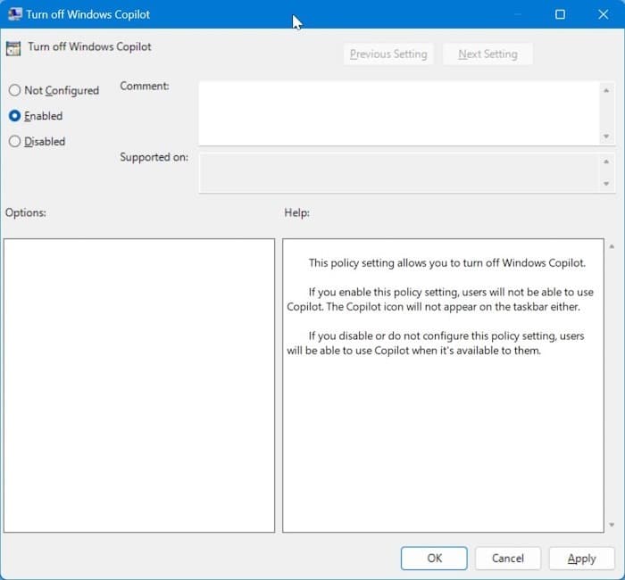 turn off or disable Windows Copilot in Windows 11 pic4