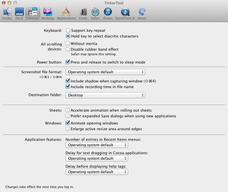 Tweak System Settings & Activate Hidden Features in Yosemite with TinkerTool