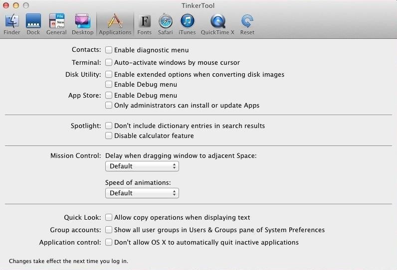 Tweak System Settings & Activate Hidden Features in Yosemite with TinkerTool