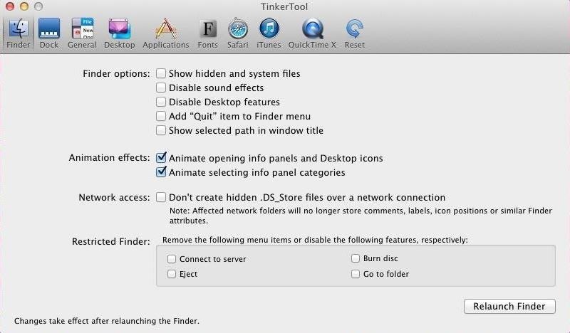 Tweak System Settings & Activate Hidden Features in Yosemite with TinkerTool