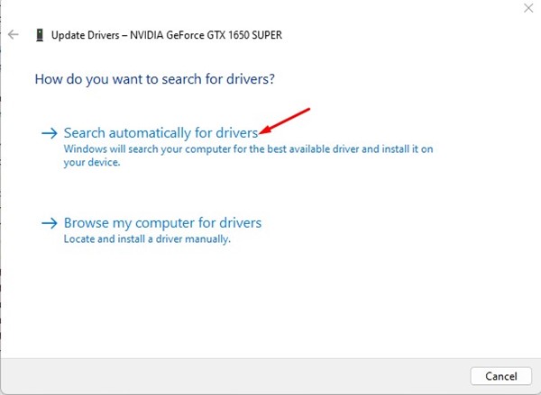 Search automatically for drivers