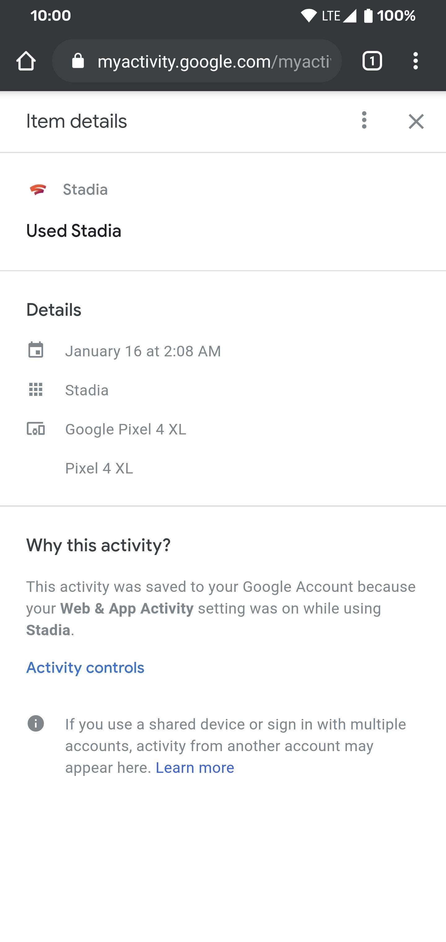 How to View Your Stadia Gaming Sessions from Your Google Account History