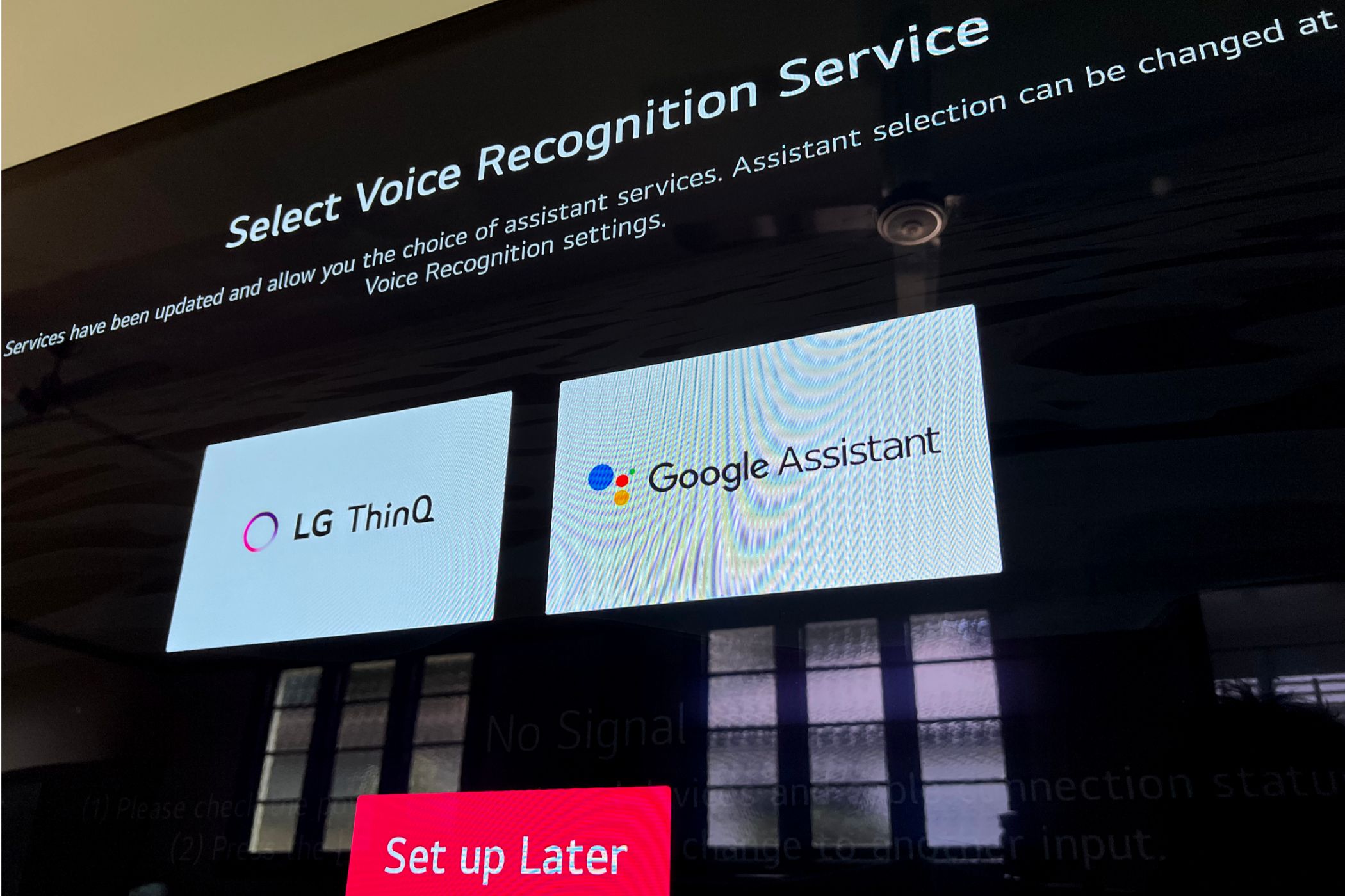 Setting up a voice assistant on a 2020 LG CX smart TV.