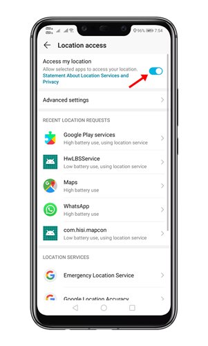 WhatsApp the location access