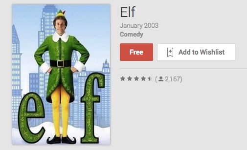 Will Ferrell's "Elf" Movie Free on Google Play (Limited Time Only)