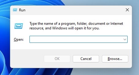 RUN dialog box