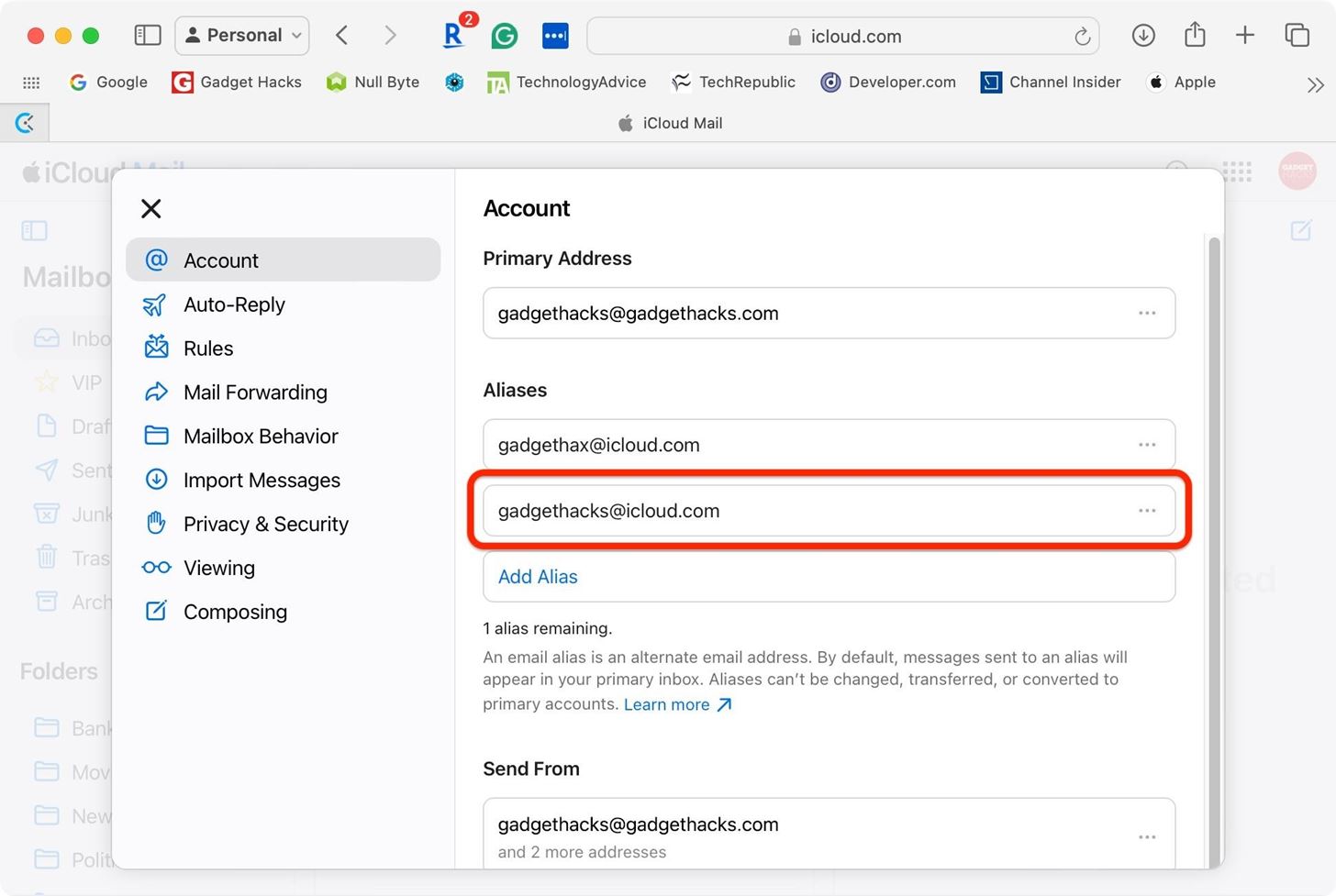 Your iCloud Email Lets You Create Aliases to Protect Your Primary Email Address and Organize Your Inbox