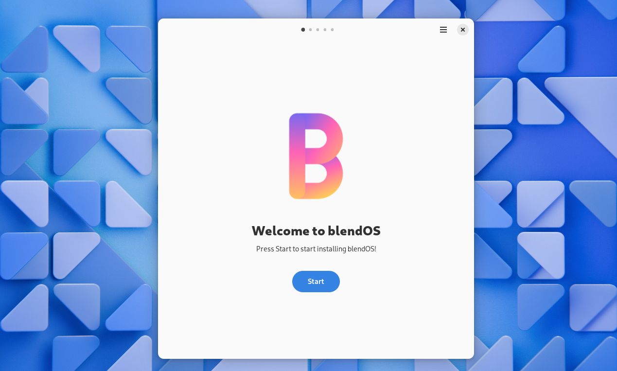 blendOS installation screen welcoming the user