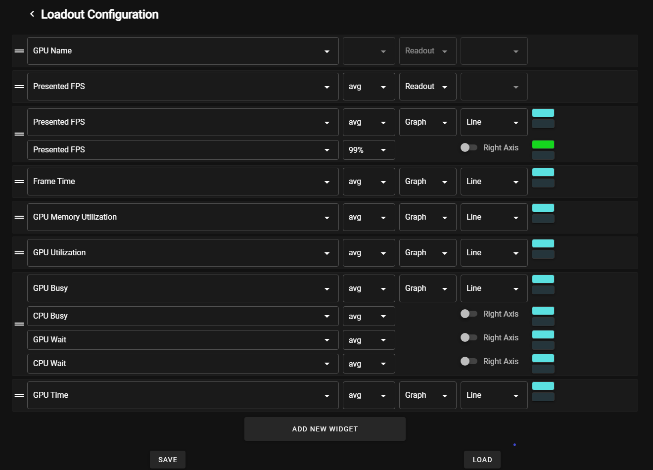 Intel PresentMon custom preset configuration menu.