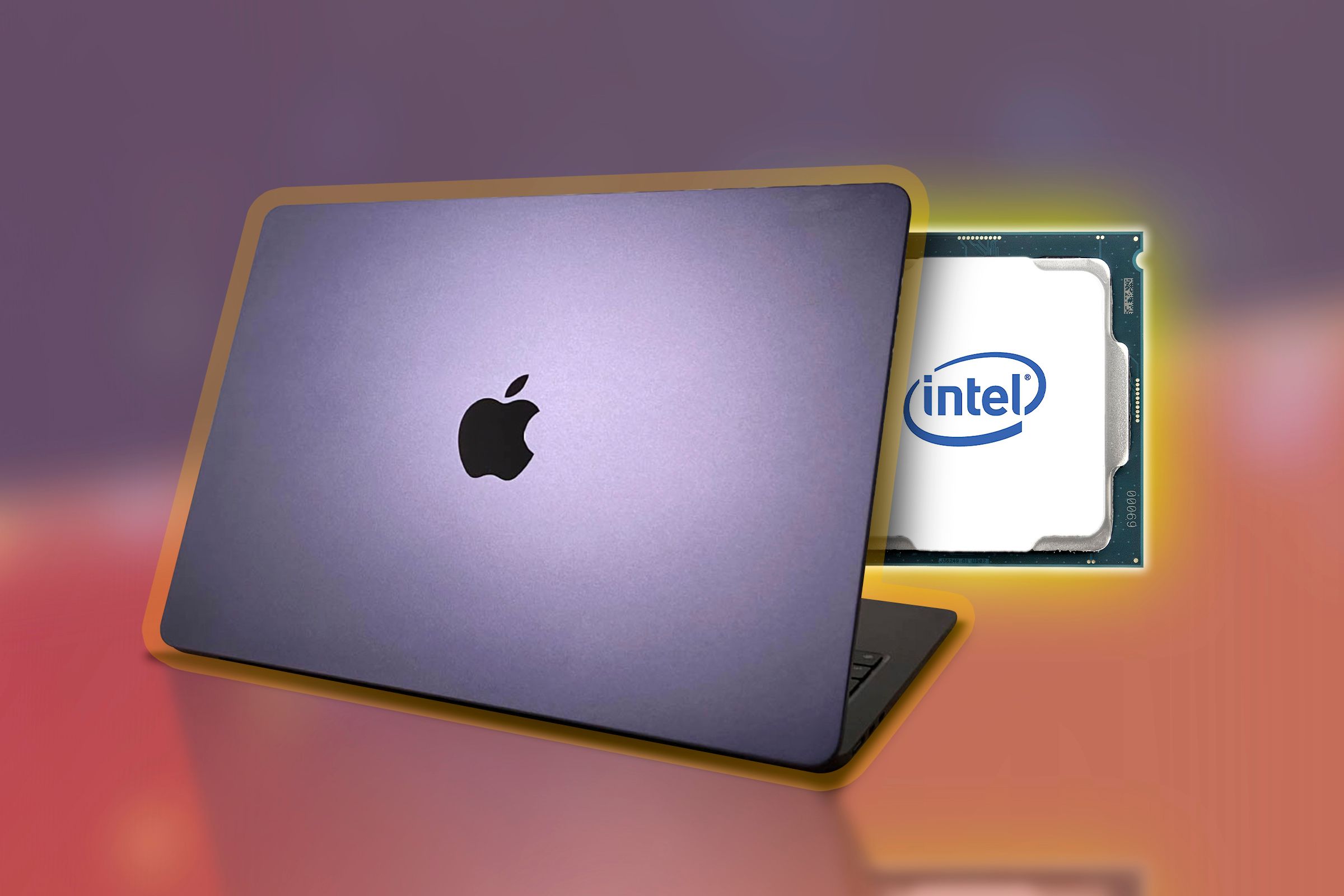 A Macbook witth an Intel CPU on the right.