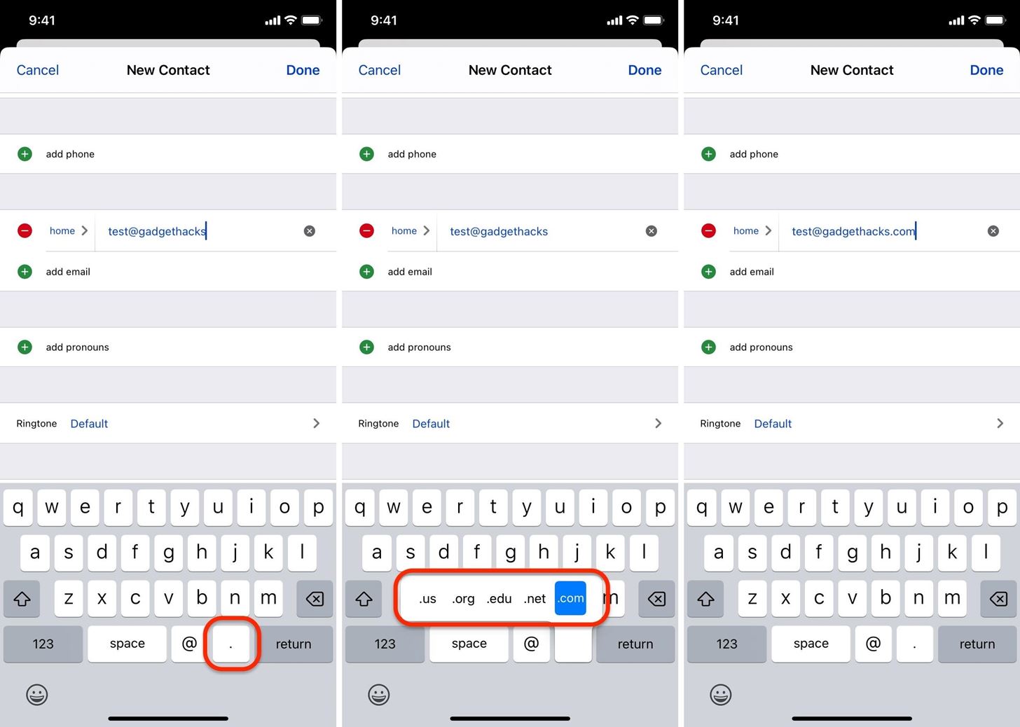 Add More Domain Extensions to Your iPhone's Keyboard Shortcut to Type Email Addresses or Website URLs Faster