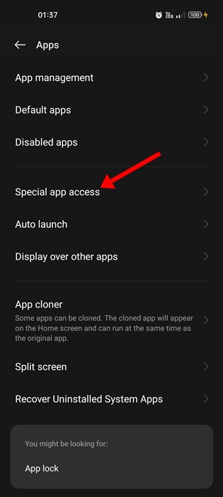 Special app access