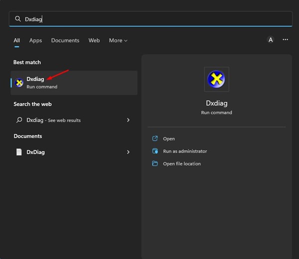 Dxdiag (Run command)