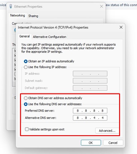 Preferred DNS server