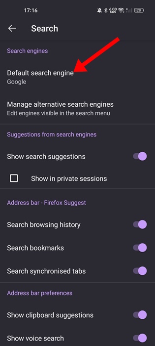 Default Search Engine