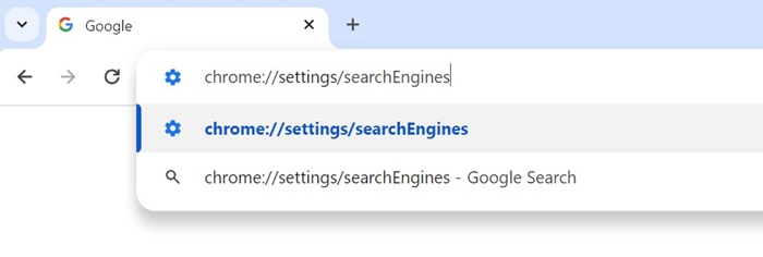 chrome://settings/searchEngines