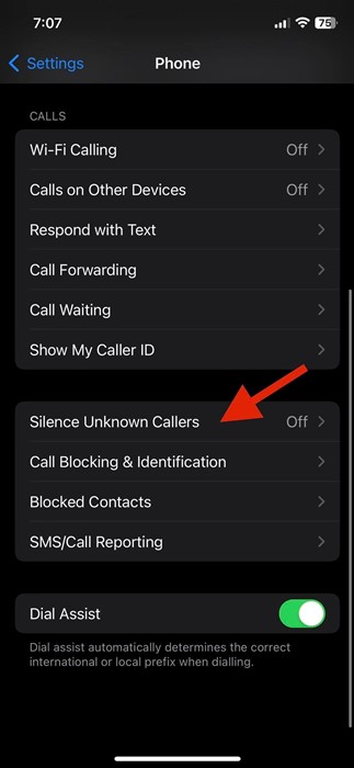 Silence Unknown Callers