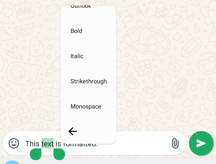 WhatsApp text highlighted