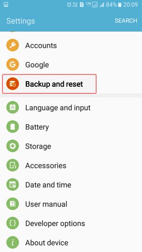 Backup & Reset