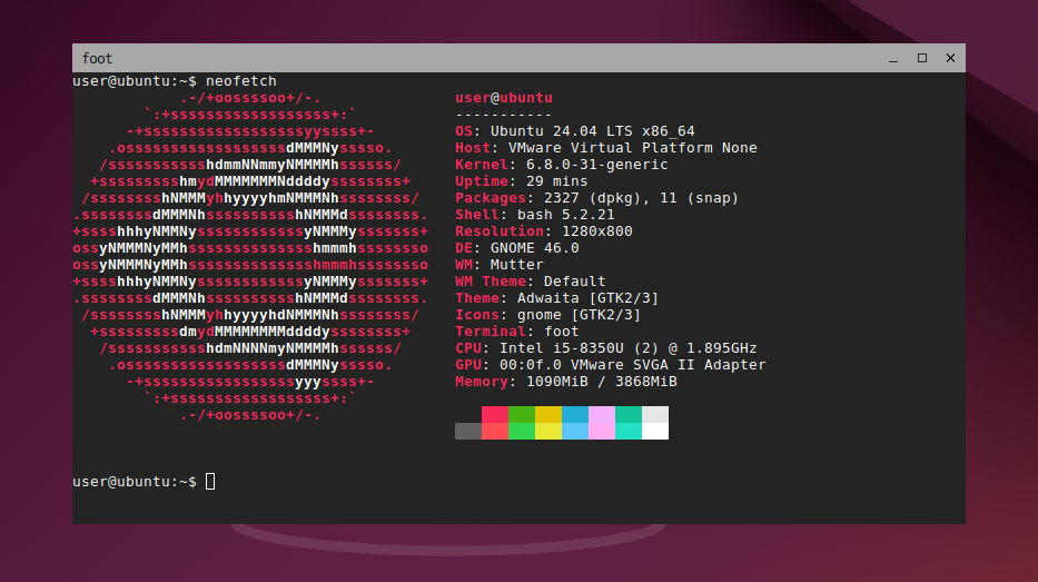 foot terminal on Ubuntu