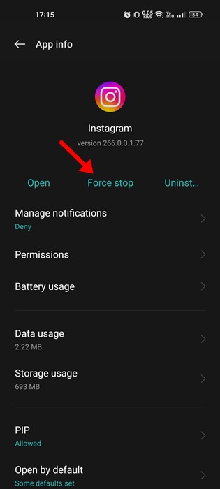 Force Stop Your Instagram App