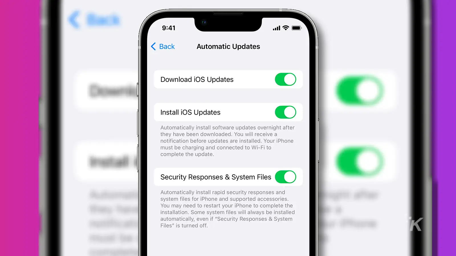 ios automatic updates turned on mockup