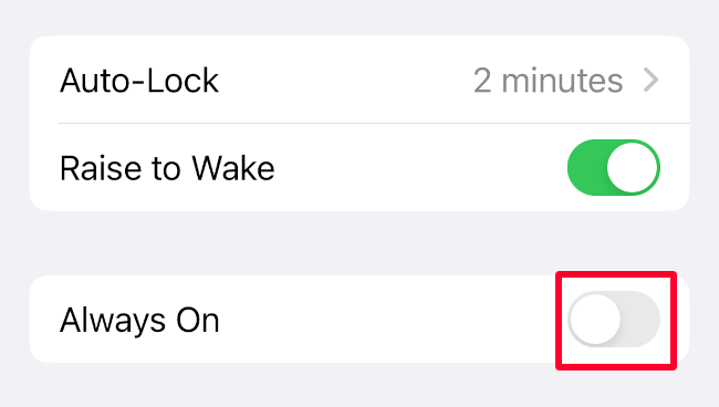 Toggle off the "Always On" option.