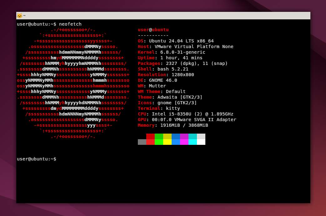 kitty Linux terminal on Ubuntu