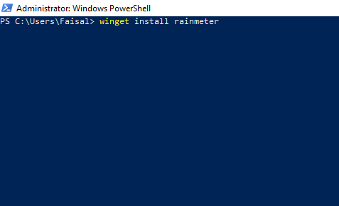 Installing Rainmeter using Winget.