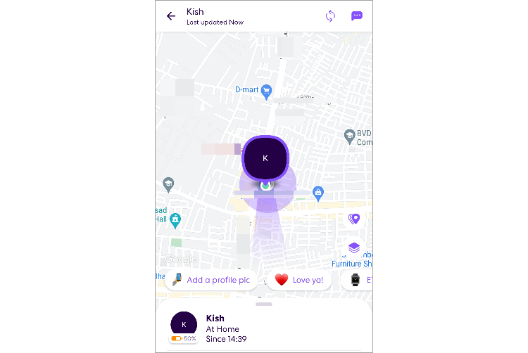 The Life360 app on Android.