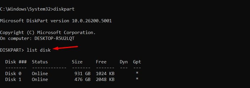 List disk command in CMD.